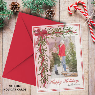 Happy Holidays Mistletoe Red Bow Family Foto