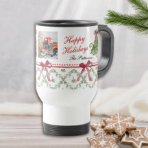 Happy Holidays Mistletoe Red Bow Family Foto