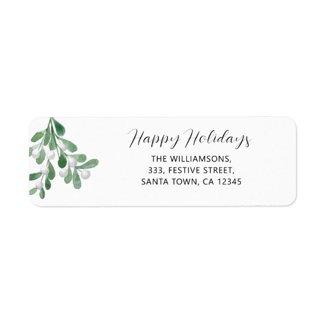 Happy Holidays Mistletoe Return Address Label (Vorne)