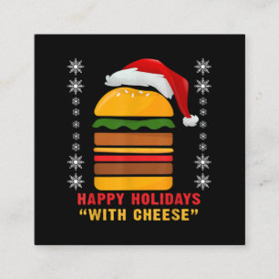 Happy Holidays mit Käse Weihnachts-Cheeseburger Quadratische Visitenkarte