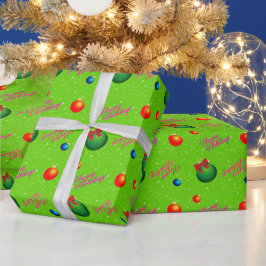 Happy Holidays mit Ribbons und Baubles Geschenkpapier