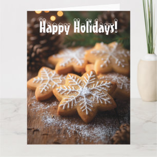 Happy Holidays mit schneeflockenartigen Cookies Karte