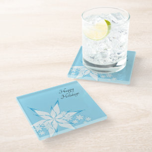Happy Holidays mit Snowflake Art Glasuntersetzer