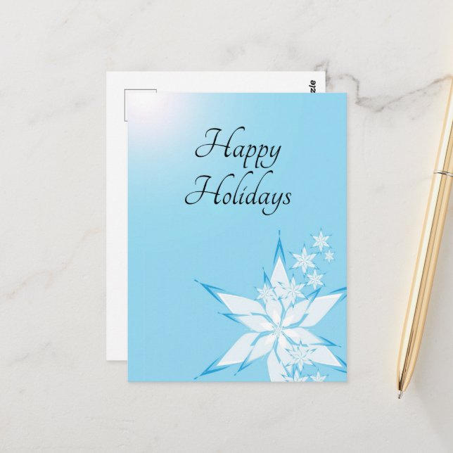 Happy Holidays mit Snowflake Art Postkarte (Vorderseite/Rückseite Beispiel)