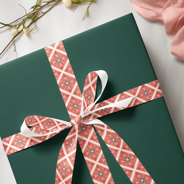 Happy Holidays Modern Bold Bold Red Floral Weihnac Satinband (Von Creator hochgeladen)