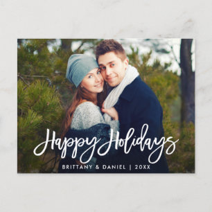 Happy Holidays Modern Brush Script Foto Postkarte