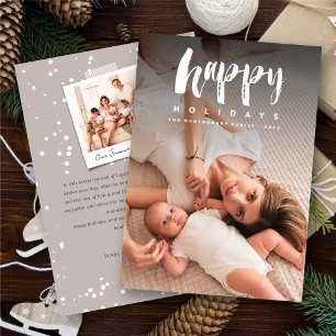 Happy Holidays Modern Brushed Script Foto Feiertagskarte