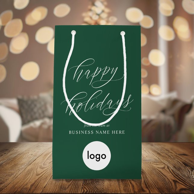Happy Holidays Modern Business Logo Weihnachten Kleine Geschenktüte (Von Creator hochgeladen)