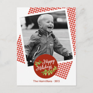 Happy Holidays Modern Christmas Foto Postcard Feiertagspostkarte