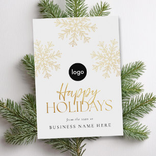 Happy Holidays Modern Gold Snowflake Business Feiertagskarte