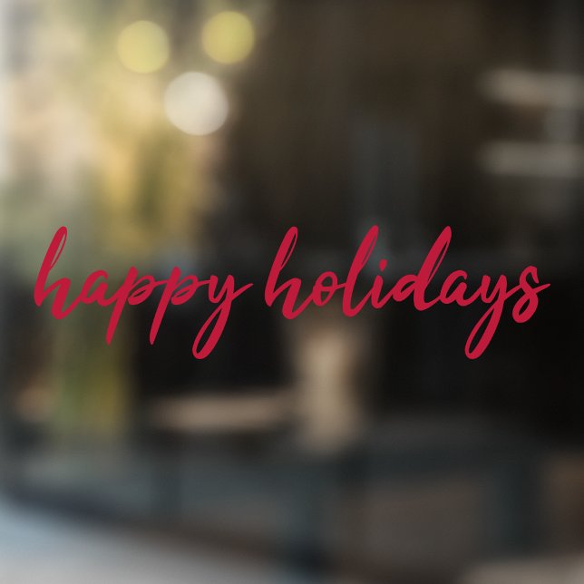 Happy Holidays | Modern Minimalistische Rote Weihn Fensteraufkleber (Von Creator hochgeladen)