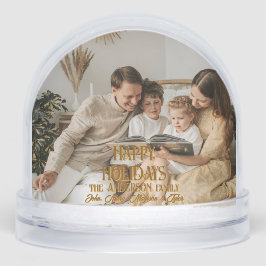 Happy Holidays Modern Script Personalized Photo Schneekugeln
