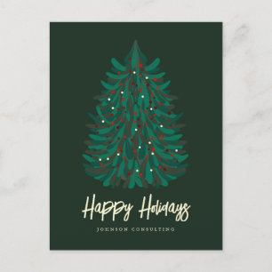 Happy Holidays Modern Simple Christmas Tree Ankündigungspostkarte