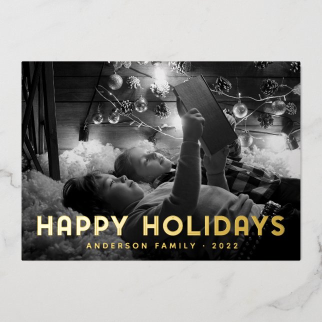 Happy Holidays Moderne einfache Typografie Folien Feiertagskarte (Vorderseite)