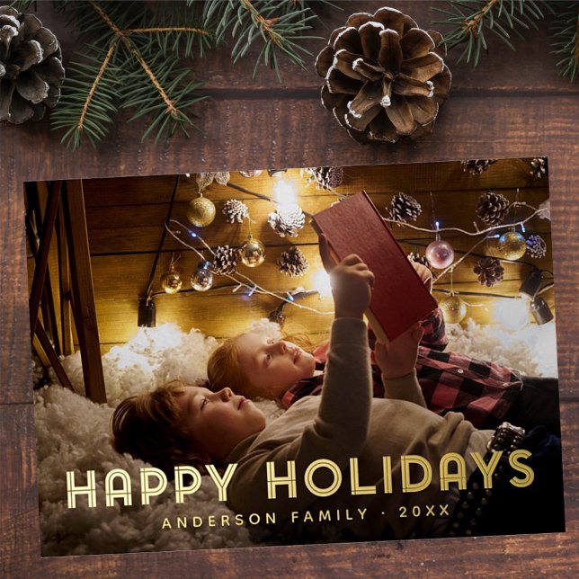 Happy Holidays Moderne einfache Typografie Folien Feiertagskarte (Von Creator hochgeladen)