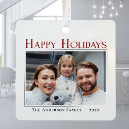 Happy Holidays Moderne Elegante Minimalistische El Ornament Aus Metall