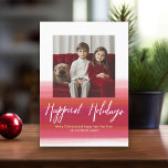 Happy Holidays Moderne Wasserfarbe 1 Foto rot Feiertagskarte<br><div class="desc">Verwenden Sie ein quadratisches Foto mit dem Thema in der Mitte. Machen Sie einen einzigartigen und trendigen fröhlichen Weihnachtsgrüßen mit einem abstrakten,  hellen und fröhlichen Wasserfarben-Muster auf der Rückseite. Wenn Sie etwas bewegen möchten,  klicken Sie auf die Schaltfläche Anpassen,  um Änderungen vorzunehmen.</div>