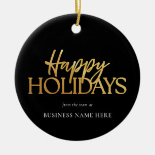 Happy Holidays Modernes Black Gold Business Keramik Ornament