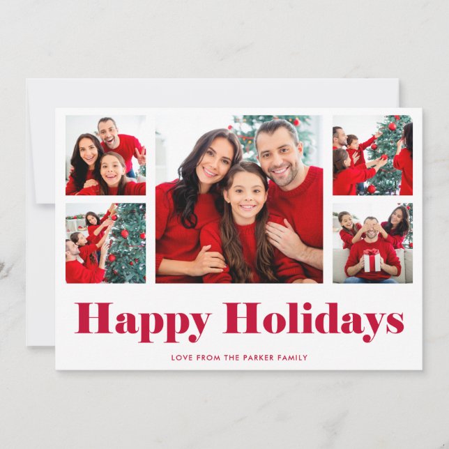 Happy Holidays | Modernes Foto Grid Feiertagskarte (Vorderseite)