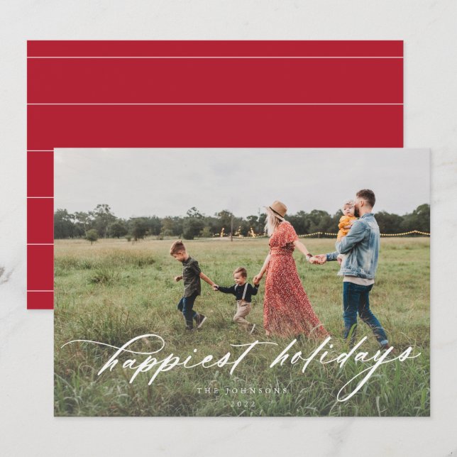 Happy Holidays Modernes Foto Grußkarte Feiertagskarte (Vorne/Hinten)