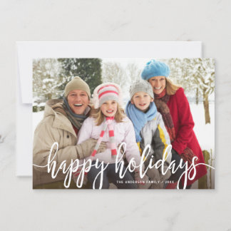 Happy Holidays Modernes handgeschriebenes Script-F Feiertagskarte