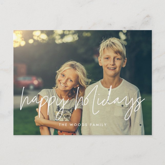 Happy Holidays Modernes minimalistisches Foto Postkarte (Vorderseite)