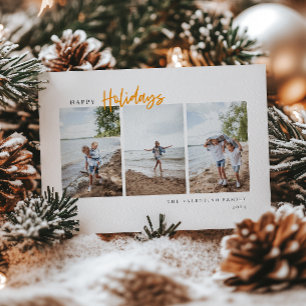 Happy Holidays Modernes Script Minimalistisches Fo Feiertagskarte