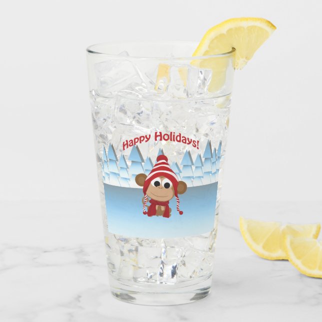 Happy Holidays Monkey Glas (Rückseite Ice)