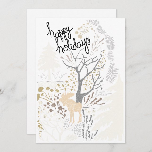 Happy Holidays Moose Holiday Card Feiertagskarte (Vorne/Hinten)