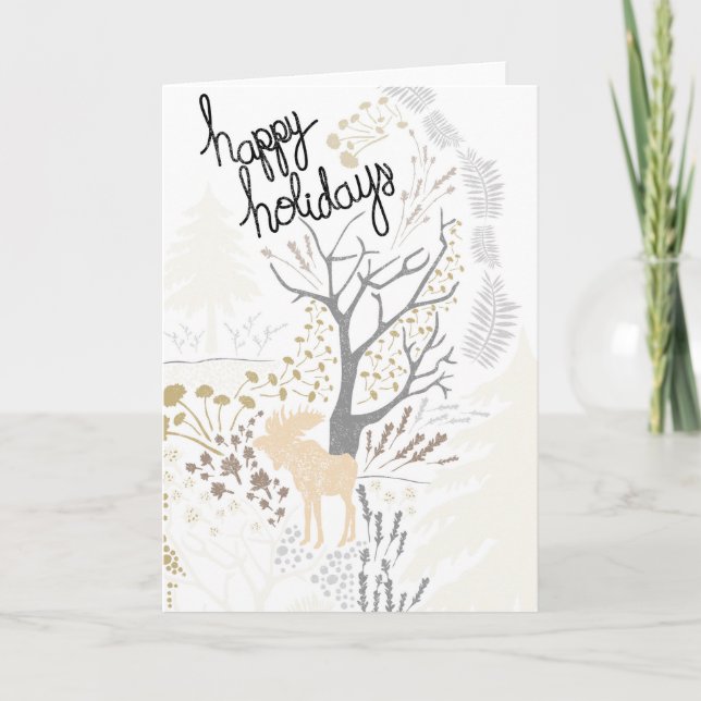 Happy Holidays Moose Holiday Card Karte (Vorderseite)