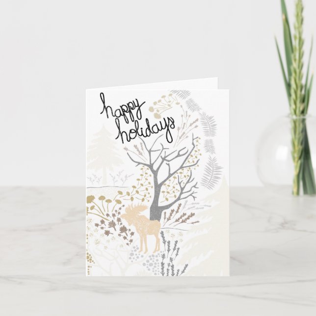 Happy Holidays Moose Holiday Card Karte (Vorderseite)