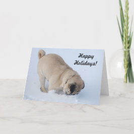 Happy Holidays Mops graben im Schnee Feiertagskarte
