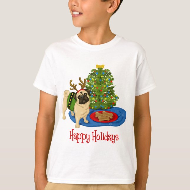 Happy Holidays Mops T-Shirts und Sweats (Vorderseite)