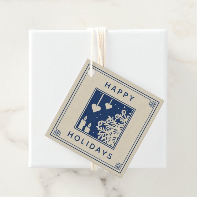 Happy Holidays | Name hinzufügen Geschenkanhänger (Beispiel)