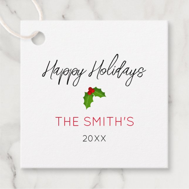 Happy Holidays Name Jahr Festliches Weihnachtsgesc Geschenkanhänger (Vorderseite)