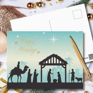 Happy Holidays Nativity Manager Scene Postkarte