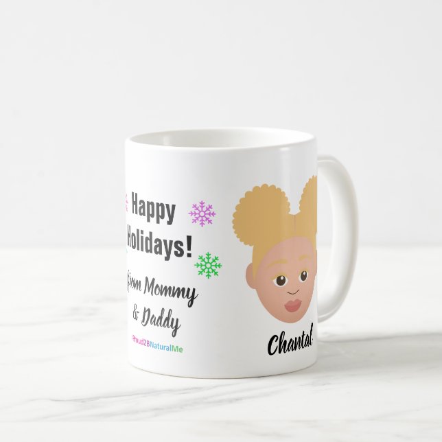 Happy Holidays Natural Hair Coffee Tasse (VorderseiteRechts)