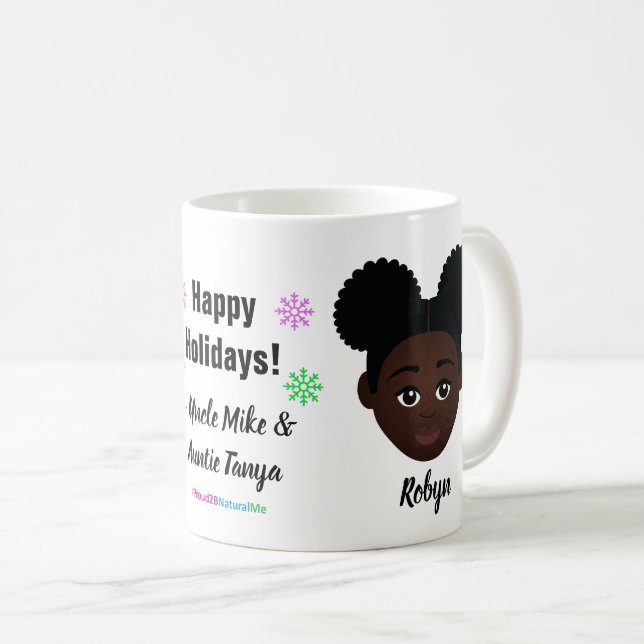 Happy Holidays Natural Hair Coffee Tasse (VorderseiteRechts)
