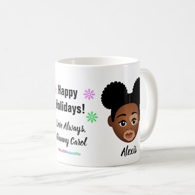 Happy Holidays Natural Hair Coffee Tasse (VorderseiteRechts)