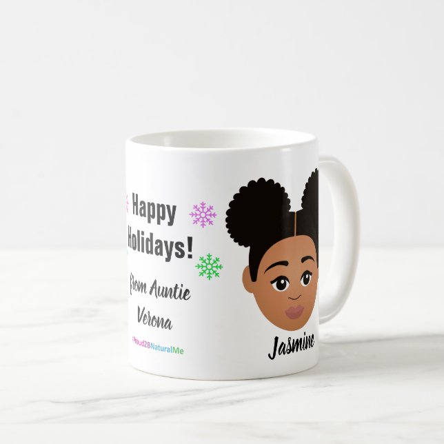 Happy Holidays Natural Hair Coffee Tasse (VorderseiteRechts)