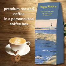 HAPPY HOLIDAYS NAUTICAL LIGHT HOUSE WATERCOLOR