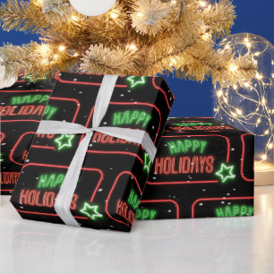 Happy Holidays Neon Sign Schneeflocken Geschenkpapier