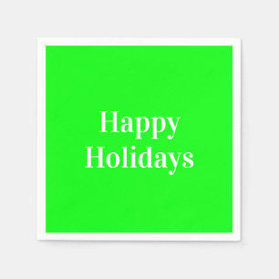 "Happy Holidays" neongrünes weißes Party Serviette