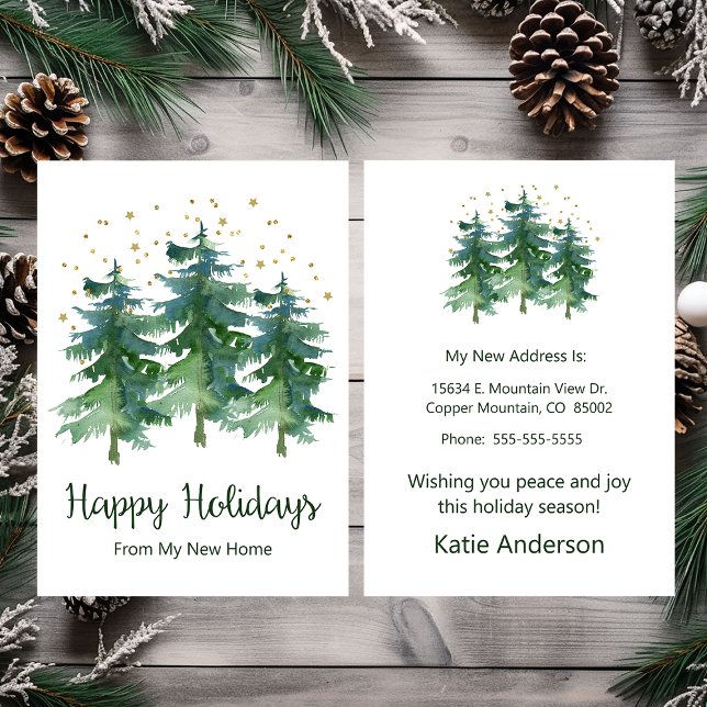 Happy Holidays Neue Zuhause Pine Trees Ankündigung (Von Creator hochgeladen)