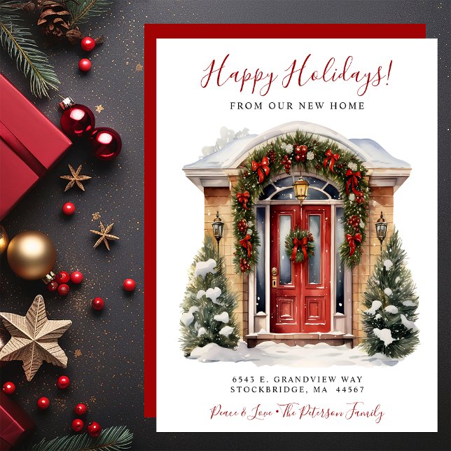 Happy Holidays Neue Zuhause Red Door Moving Ankündigung (Von Creator hochgeladen)