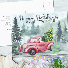 Happy Holidays Neue Zuhause Vintager Red Truck For Feiertagspostkarte