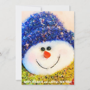 Happy Holidays & New Year Snowman Flatcard Einladung