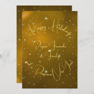 Happy Holidays New Year Stars Gold Typografie Karte
