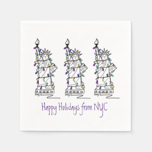 Happy Holidays New York City Hanukkah Weihnachten Serviette