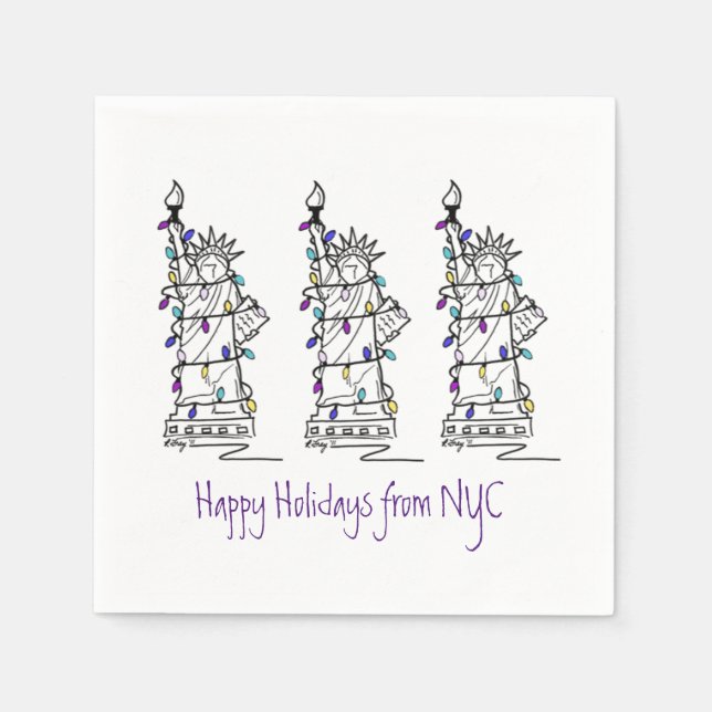 Happy Holidays New York City Hanukkah Weihnachten Serviette (Vorderseite)